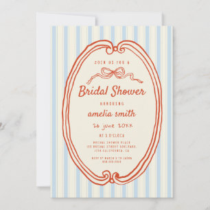 Hand plockade Blue rand Quirky Möhippa Inbjudningar