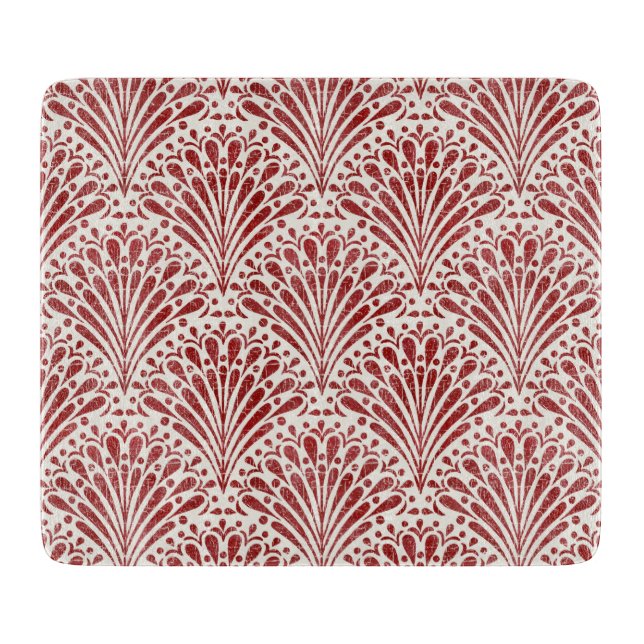 Hand plockade Bohemian Scallops, Red on Cream (Framsidan)