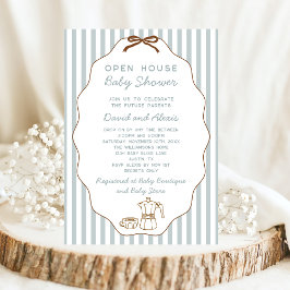 Hand plockade Bonjour Bebe Open House Boy Shower Inbjudningar