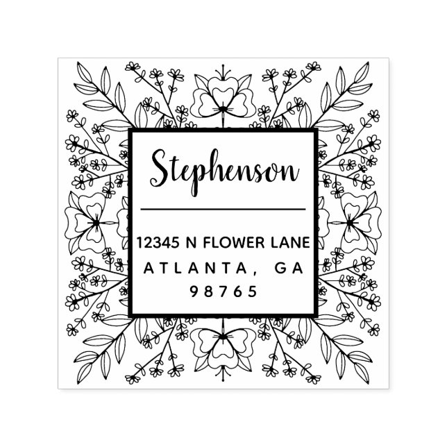 Hand plockade Botanical Löv Family Returadress Självfärgande Stämpel (Design)