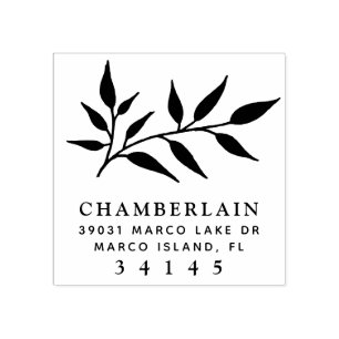 Hand plockade Botanical Löv Monogram Adress Stämpel