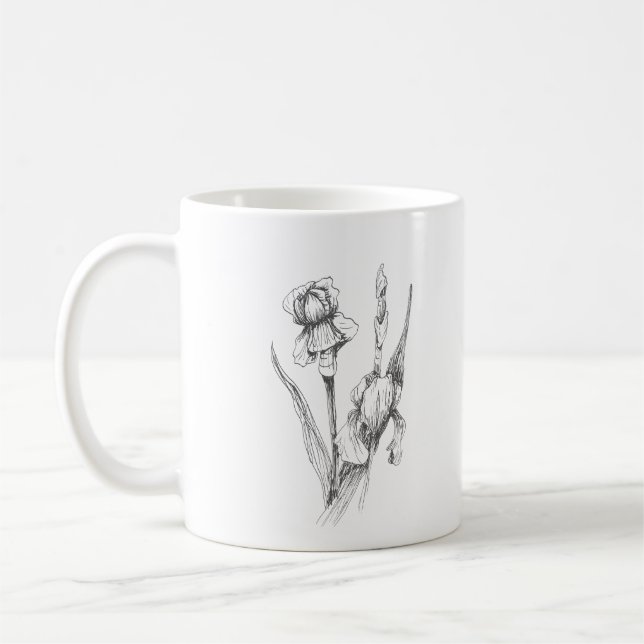 Hand plockade, botaniska konst, originalutskrift kaffemugg (Vänster)