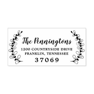 Hand plockade botaniska läder Gren Självfärgande Stämpel