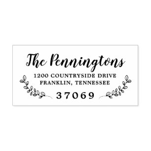 Hand plockade Botaniskt Grenar Löv Självfärgande Stämpel