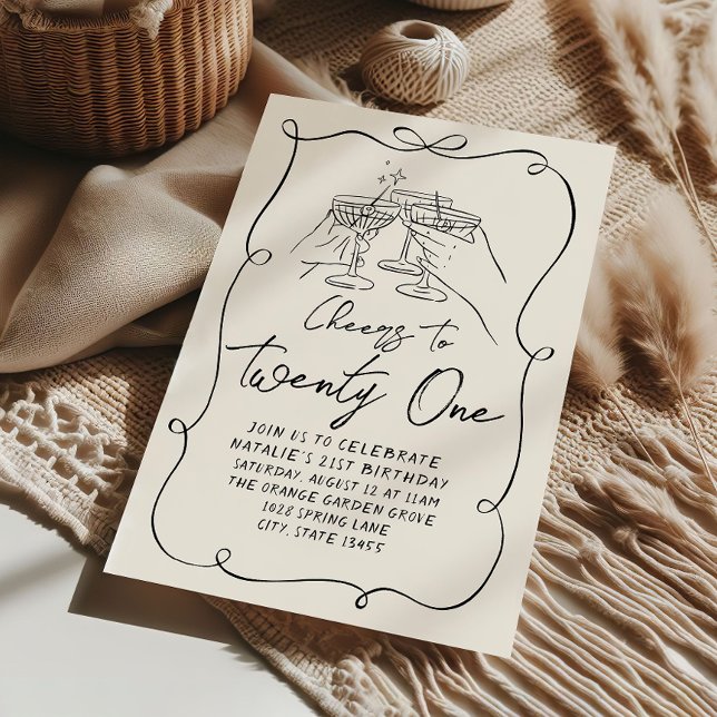 Hand plockade Bow 21:a Coquette Roligt Födelsedags Inbjudningar (Skapare uppladdad)