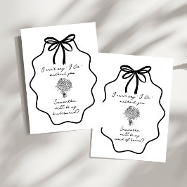 Hand plockade Bow Blommigt Bridesmaid Frieri Inbjudningar