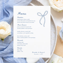 Hand plockade Bow Blue Bröllop Meny