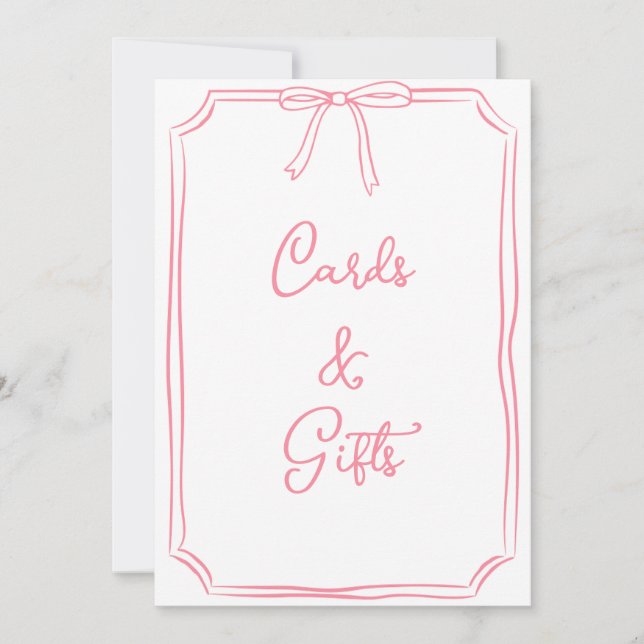 Hand plockade Bow Coquette Rosa Cards and Gifts Si (Framsida)