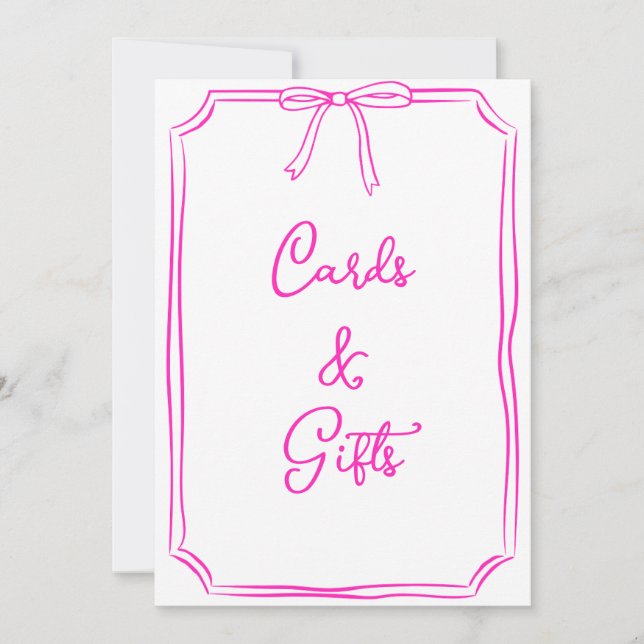 Hand plockade Bow Coquette Rosa Cards and Gifts Si (Framsida)