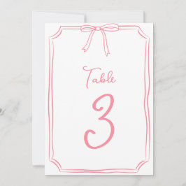 Hand plockade Bow Cute Coquette Rosa Bordsnummer