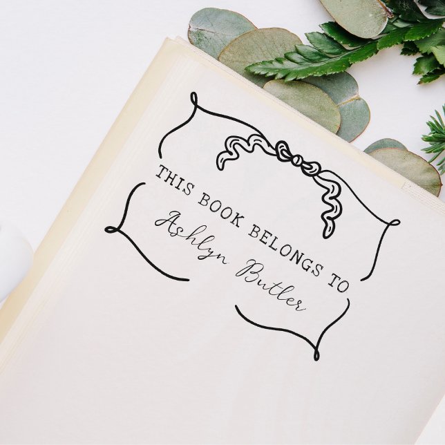 Hand plockade Bow Personal Bibliotek Bok Frimärke Stämpel (Skapare uppladdad)