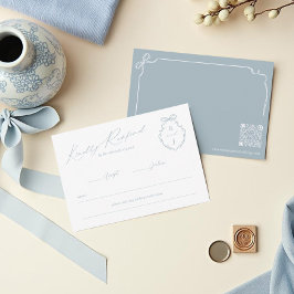 Hand plockade Bow & Ribbon Monogram Vapensköld Brö OSA Kort