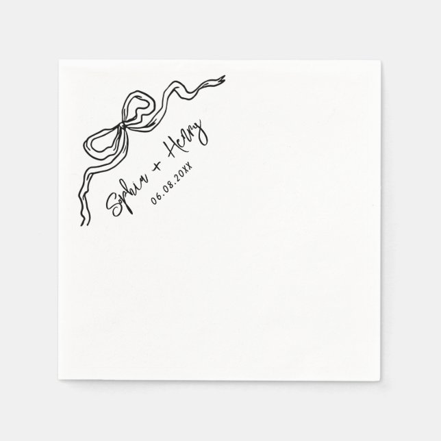 Hand plockade Bow Simple Cocktail Bröllop Pappersservett (Framsidan)