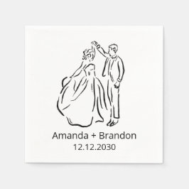 Hand plockade Bride Groom Dancing Bröllop Pappersservett