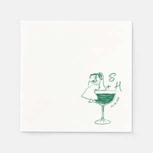 Hand plockade Bride och Groom Cocktail Bröllop Pappersservett