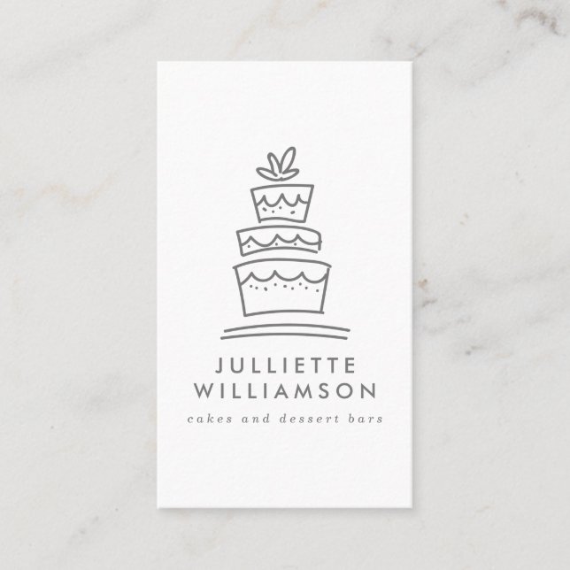 Hand plockade Bröllop Cake Watercolor Visitkort (Framsida)