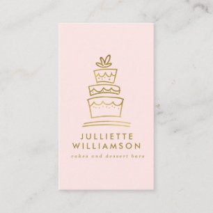 Hand plockade Bröllop Cake Watercolor Visitkort