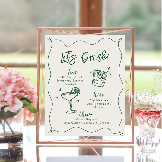 Hand plockade bröllop Namnteckning Cocktails Drink Poster (Skapare uppladdad)