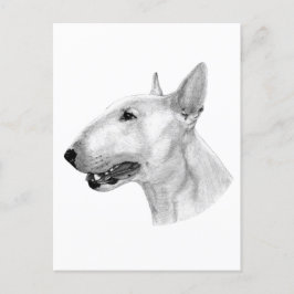Hand plockade Bull Terrier Artwork Vykort