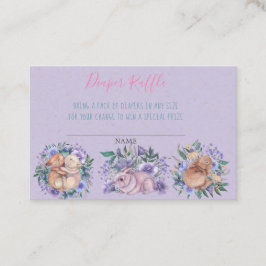 Hand plockade Bunnies Lila Diaper Raffle Visitkort