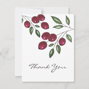 Hand plockade Burgundy Red Berries Tack Kort