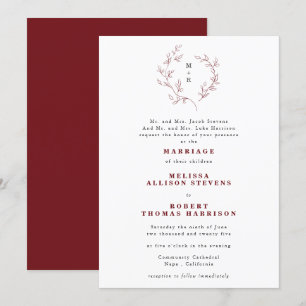 Hand plockade Burgundy Sketch utandning Formellt B Inbjudningar