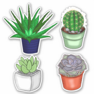 Hand plockade Cacti och Succulents Klistermärken