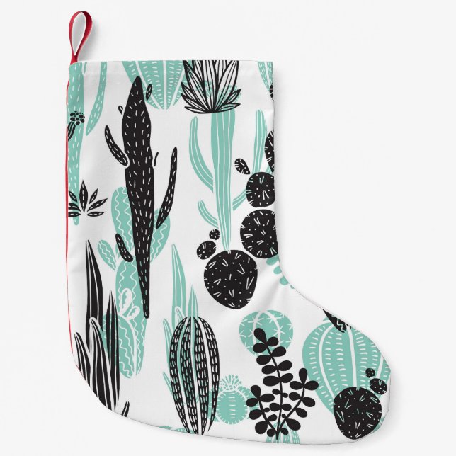 Hand plockade Cacti: Sömlös docka Liten Julstrumpa (Framsidan)