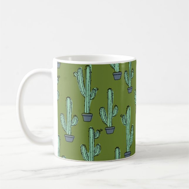 Hand plockade cactus mönster kaffemugg (Vänster)