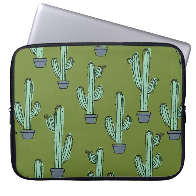 Hand plockade cactus mönster laptop fodral (Framsidan)