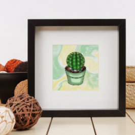Hand plockade Cactus Succulus med grönt och gult Poster