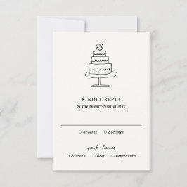Hand plockade Cake Doodle Modern Bröllop OSA Kort