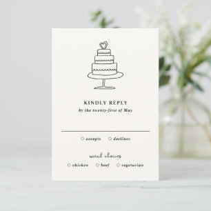 Hand plockade Cake Doodle Modern Bröllop OSA Kort