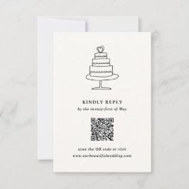 Hand plockade Cake Doodle Modern Bröllop OSA Kort
