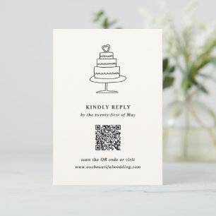 Hand plockade Cake Doodle Modern Bröllop OSA Kort