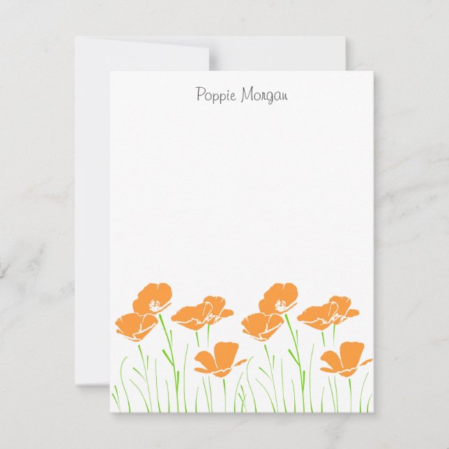 Hand plockade California Poppies Anteckningskort (Framsida)