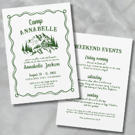 Hand plockade Camp Bachelorette Party Inbjudningar