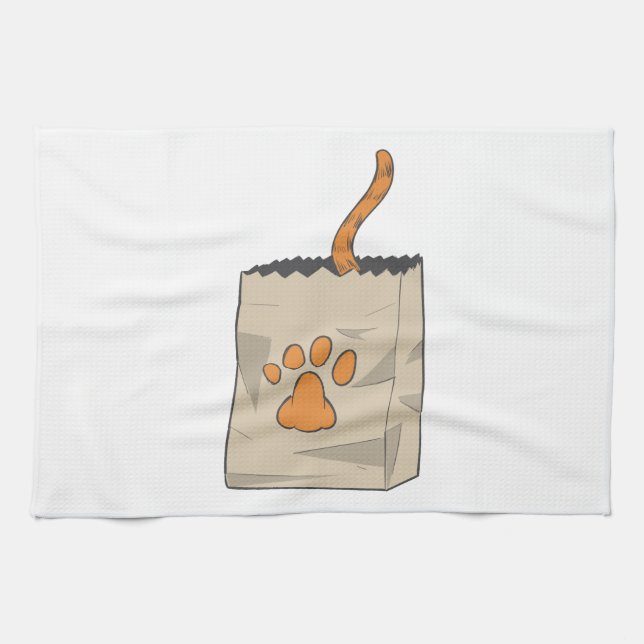 Hand plockade Cat i flaggan Kökshandduk (Horisontell)