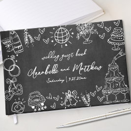 Hand plockade Chalk Whimsical Bröllop Gästböcker