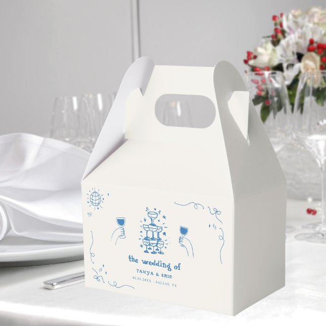 Hand plockade Champagne Fransk Disco Wedding Favor Presentaskar (Skapare uppladdad)