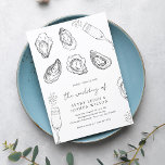 Hand plockade Champagne & Oysters Roast Bröllop Inbjudningar<br><div class="desc">Överraska dina kära med den här snyggtens bröllopsinbjudan,  med ritad champagne,  ostron och redigerbara detaljer. Lägg enkelt till dina egna uppgifter genom att klicka på alternativet "anpassa".</div>