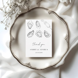 Hand plockade Champagne & Oysters Roast Bröllop Tack Kort