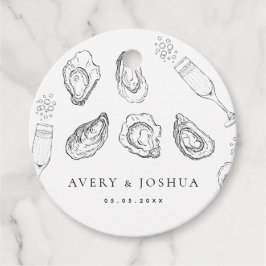 Hand plockade Champagne & Oysters Roast Bröllopsfe Gåvor Etiketter