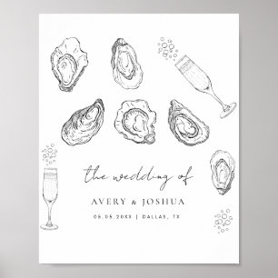 Hand plockade Champagne Oysters Roast Wedding Favo Poster