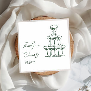 Hand plockade Champagne Torn Bröllop Napkins Pappersservett