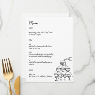 Hand plockade champagne torn Menu-kort Meny