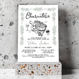 Hand plockade Charcuterie Board Möhippa Inbjudningar