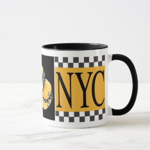 Hand plockade Checkered Taxi Cab NYC Mugg