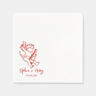 Hand plockade Cherub Cupid Icon Bröllop Pappersservett