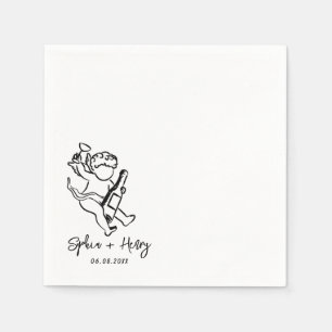 Hand plockade Cherub Cupid Icon Bröllop Pappersservett
